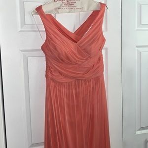 David’s bridal bridesmaid dress in color coral reef